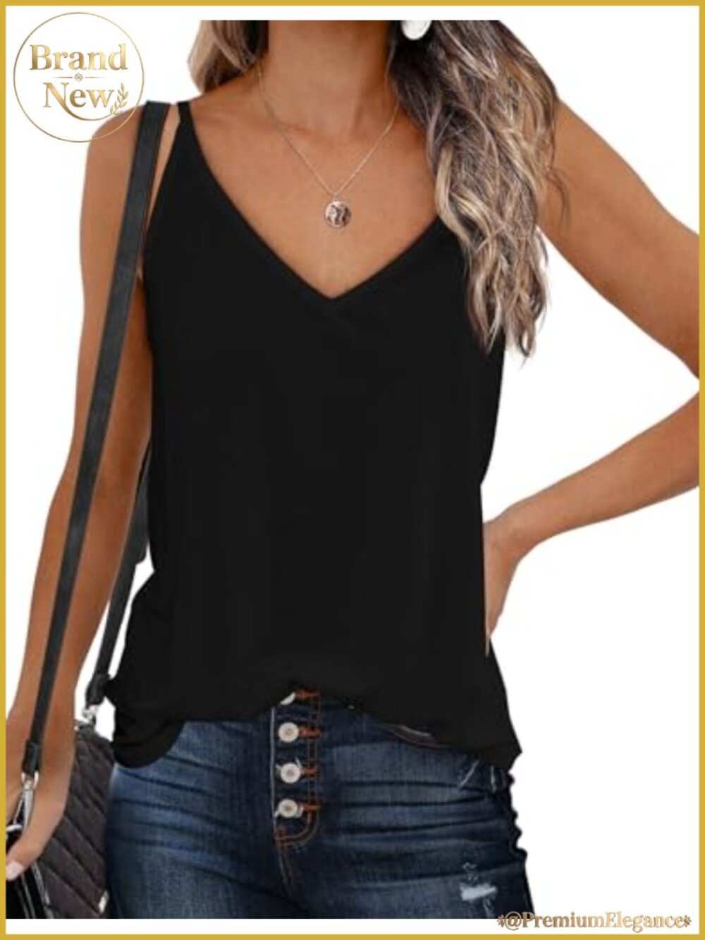 V Neck Camisole Tank Top Summer Spaghetti Strap Loose Fit